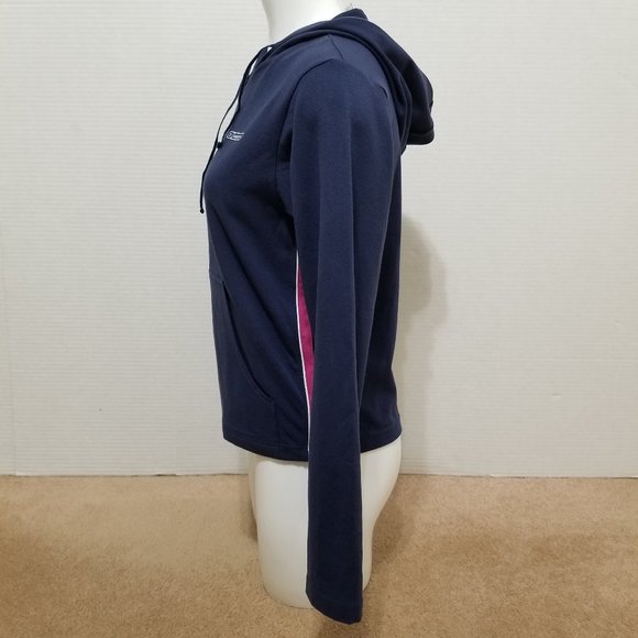 Reebok hoodie Small zip up tuxedo stripe athletic athleisure stretch lounge - Picture 2 of 14